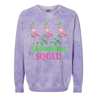 Shenanigan Squad Irish Flamingo Leprechaun St Patrick's Day Colorblast Crewneck Sweatshirt