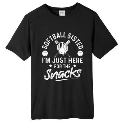 Softball sister I'm Just Here for the snacks retro Softball Tall Fusion ChromaSoft Performance T-Shirt