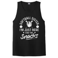 Softball sister I'm Just Here for the snacks retro Softball PosiCharge Competitor Tank