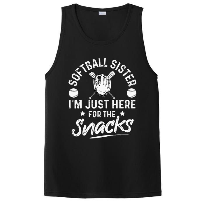 Softball sister I'm Just Here for the snacks retro Softball PosiCharge Competitor Tank