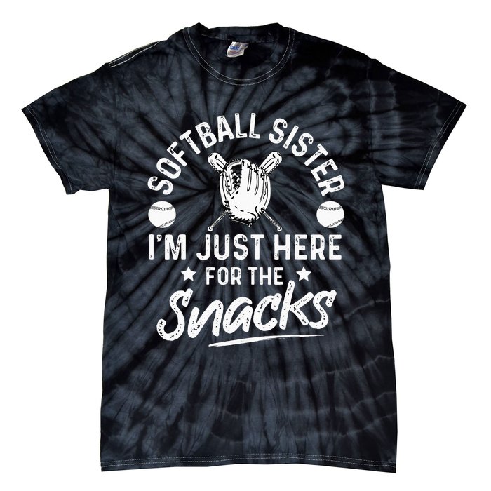 Softball sister I'm Just Here for the snacks retro Softball Tie-Dye T-Shirt