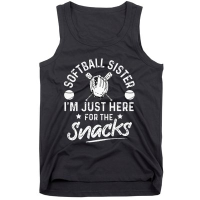 Softball sister I'm Just Here for the snacks retro Softball Tank Top