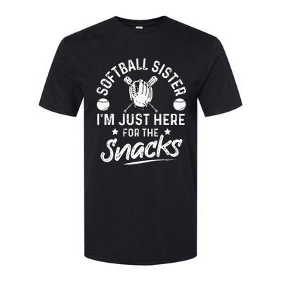 Softball sister I'm Just Here for the snacks retro Softball Softstyle CVC T-Shirt