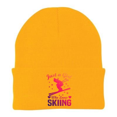 Skiing Skier Just A Who Loves Skiing Gift Knit Cap Winter Beanie