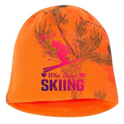 Skiing Skier Just A Who Loves Skiing Gift Kati - Camo Knit Beanie