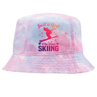 Skiing Skier Just A Who Loves Skiing Gift Tie-Dyed Bucket Hat