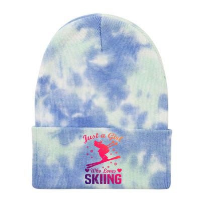 Skiing Skier Just A Who Loves Skiing Gift Tie Dye 12in Knit Beanie