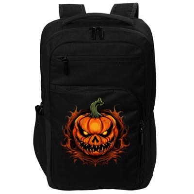 Scary Spooky Jack O Lantern Face Pumpkin Halloween Impact Tech Backpack