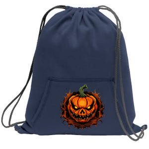 Scary Spooky Jack O Lantern Face Pumpkin Halloween Sweatshirt Cinch Pack Bag