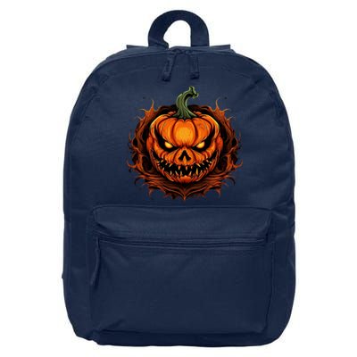 Scary Spooky Jack O Lantern Face Pumpkin Halloween 16 in Basic Backpack