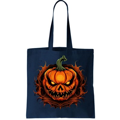 Scary Spooky Jack O Lantern Face Pumpkin Halloween Tote Bag