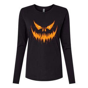 Scary Spooky Jack O Lantern Face Pumpkin Halloween Womens Cotton Relaxed Long Sleeve T-Shirt