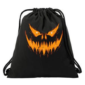 Scary Spooky Jack O Lantern Face Pumpkin Halloween Drawstring Bag