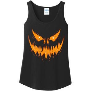 Scary Spooky Jack O Lantern Face Pumpkin Halloween Ladies Essential Tank