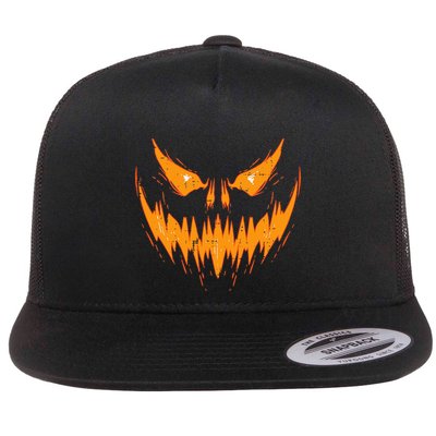 Scary Spooky Jack O Lantern Face Pumpkin Halloween Flatbill Hat