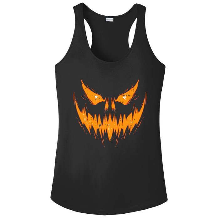 Scary Spooky Jack O Lantern Face Pumpkin Halloween Ladies PosiCharge Competitor Racerback Tank