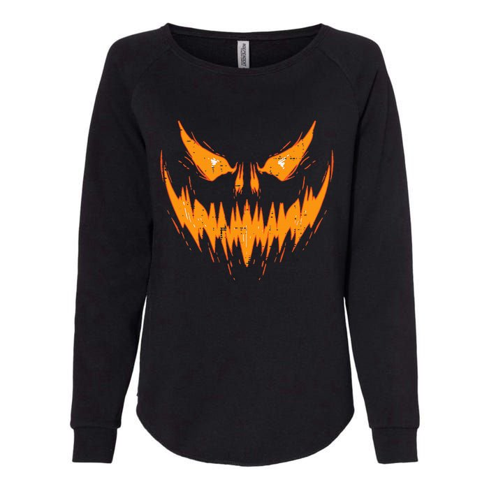 Scary Spooky Jack O Lantern Face Pumpkin Halloween Womens California Wash Sweatshirt