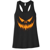 Scary Spooky Jack O Lantern Face Pumpkin Halloween Women's Racerback Tank