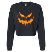 Scary Spooky Jack O Lantern Face Pumpkin Halloween Cropped Pullover Crew