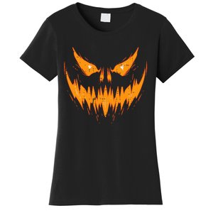 Scary Spooky Jack O Lantern Face Pumpkin Halloween Women's T-Shirt