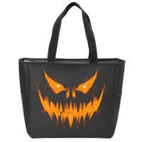 Scary Spooky Jack O Lantern Face Pumpkin Halloween Zip Tote Bag