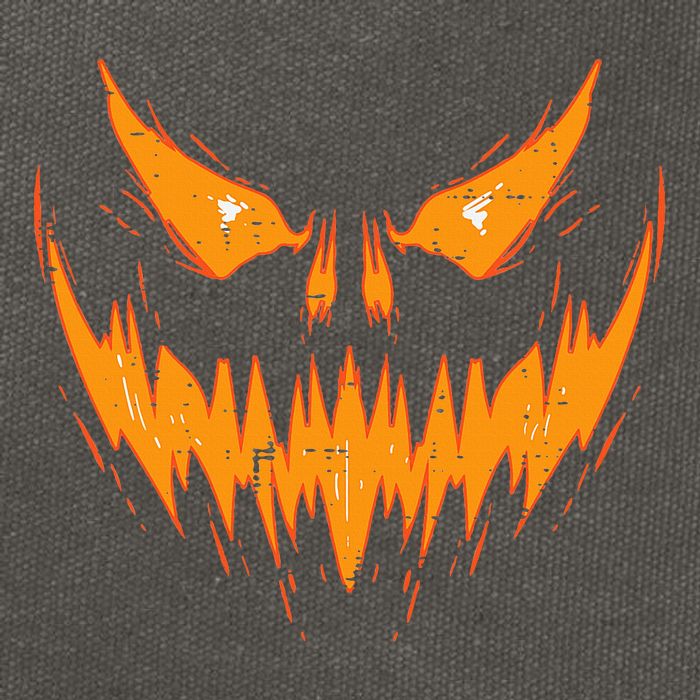 Scary Spooky Jack O Lantern Face Pumpkin Halloween Cotton Canvas Backpack