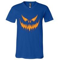 Scary Spooky Jack O Lantern Face Pumpkin Halloween Funny V-Neck T-Shirt