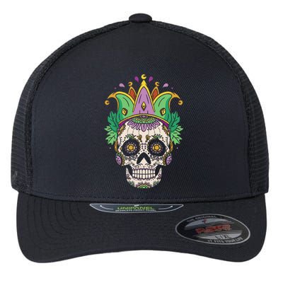 Sugar Skull Jester Costume Mardi Gras Festival Flexfit Unipanel Trucker Cap