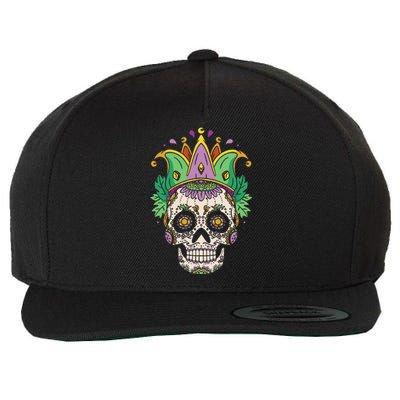 Sugar Skull Jester Costume Mardi Gras Festival Wool Snapback Cap