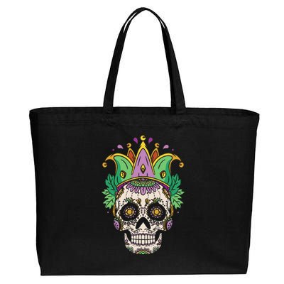 Sugar Skull Jester Costume Mardi Gras Festival Cotton Canvas Jumbo Tote