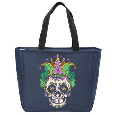 Sugar Skull Jester Costume Mardi Gras Festival Zip Tote Bag