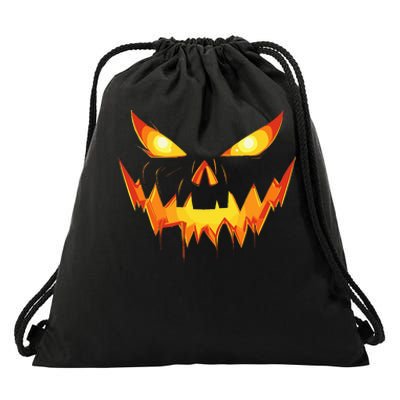 Scary Spooky Jack O Lantern Face Pumpkin Halloween Drawstring Bag