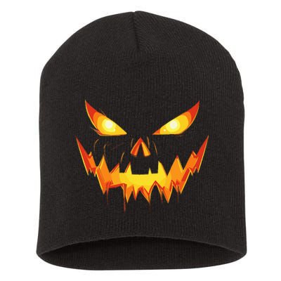 Scary Spooky Jack O Lantern Face Pumpkin Halloween Short Acrylic Beanie