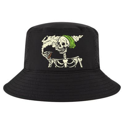 Smoking Skeleton Joint Funny Weed Pot 420 Cannabis Halloween Cool Comfort Performance Bucket Hat