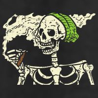 Smoking Skeleton Joint Funny Weed Pot 420 Cannabis Halloween 7 Panel Mesh Trucker Snapback Hat