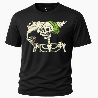 Smoking Skeleton Joint Funny Weed Pot 420 Cannabis Halloween Performance Shirt