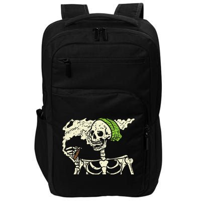 Smoking Skeleton Joint Funny Weed Pot 420 Cannabis Halloween Impact Tech Backpack