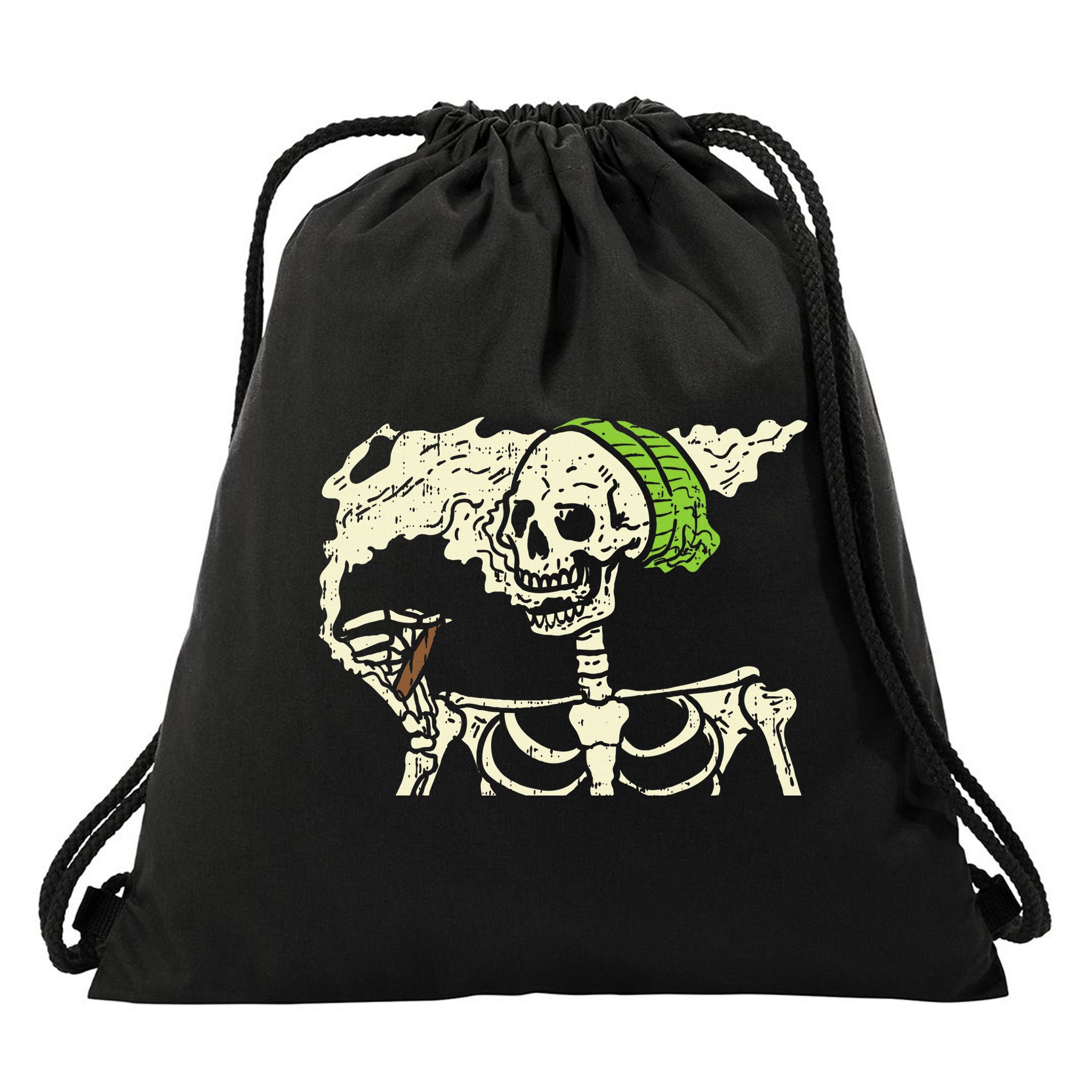 Smoking Skeleton Joint Funny Weed Pot 420 Cannabis Halloween Drawstring Bag