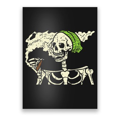 Smoking Skeleton Joint Funny Weed Pot 420 Cannabis Halloween Poster