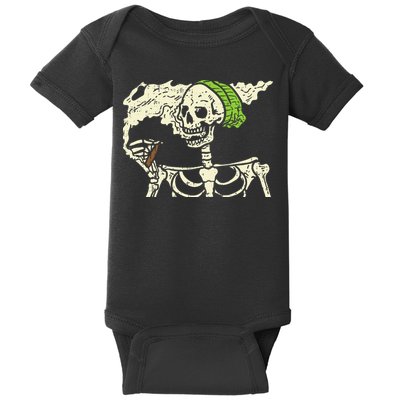 Smoking Skeleton Joint Funny Weed Pot 420 Cannabis Halloween Baby Bodysuit