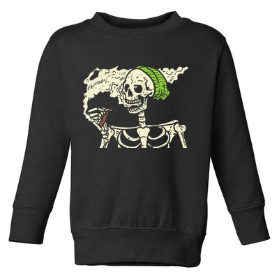 Smoking Skeleton Joint Funny Weed Pot 420 Cannabis Halloween Toddler Sweatshirt