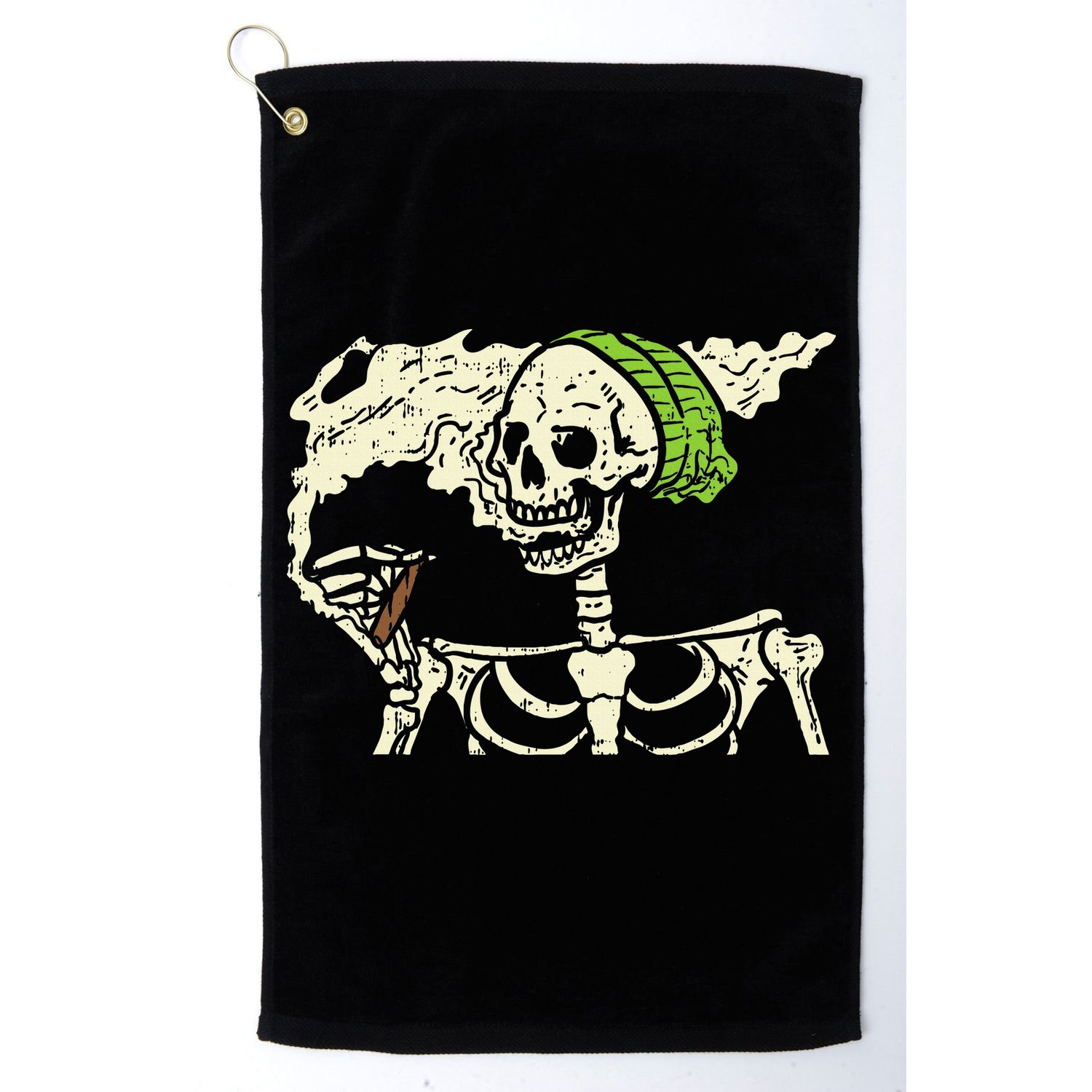 Smoking Skeleton Joint Funny Weed Pot 420 Cannabis Halloween Golf Towel