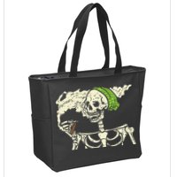 Smoking Skeleton Joint Funny Weed Pot 420 Cannabis Halloween Zip Tote Bag