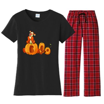 Scary Spooky Jack O Lantern Face Pumpkin Men Boys Halloween Women's Flannel Pajama Set