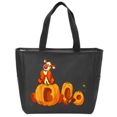 Scary Spooky Jack O Lantern Face Pumpkin Men Boys Halloween Zip Tote Bag