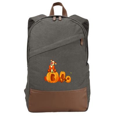 Scary Spooky Jack O Lantern Face Pumpkin Men Boys Halloween Cotton Canvas Backpack