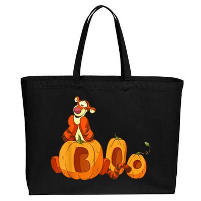 Scary Spooky Jack O Lantern Face Pumpkin Men Boys Halloween Cotton Canvas Jumbo Tote