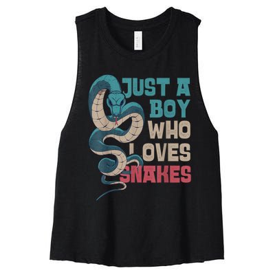 Snake Serpent Just A Boy Who Loves Snakes Women's Racerback Cropped Tank