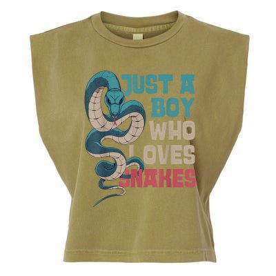 Snake Serpent Just A Boy Who Loves Snakes Garment-Dyed Women's Muscle Tee