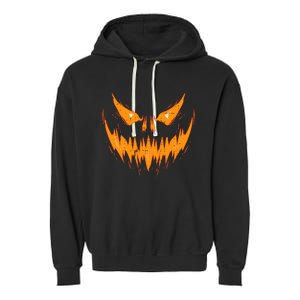 Scary Spooky Jack O Lantern Face Pumpkin Halloween Garment-Dyed Fleece Hoodie